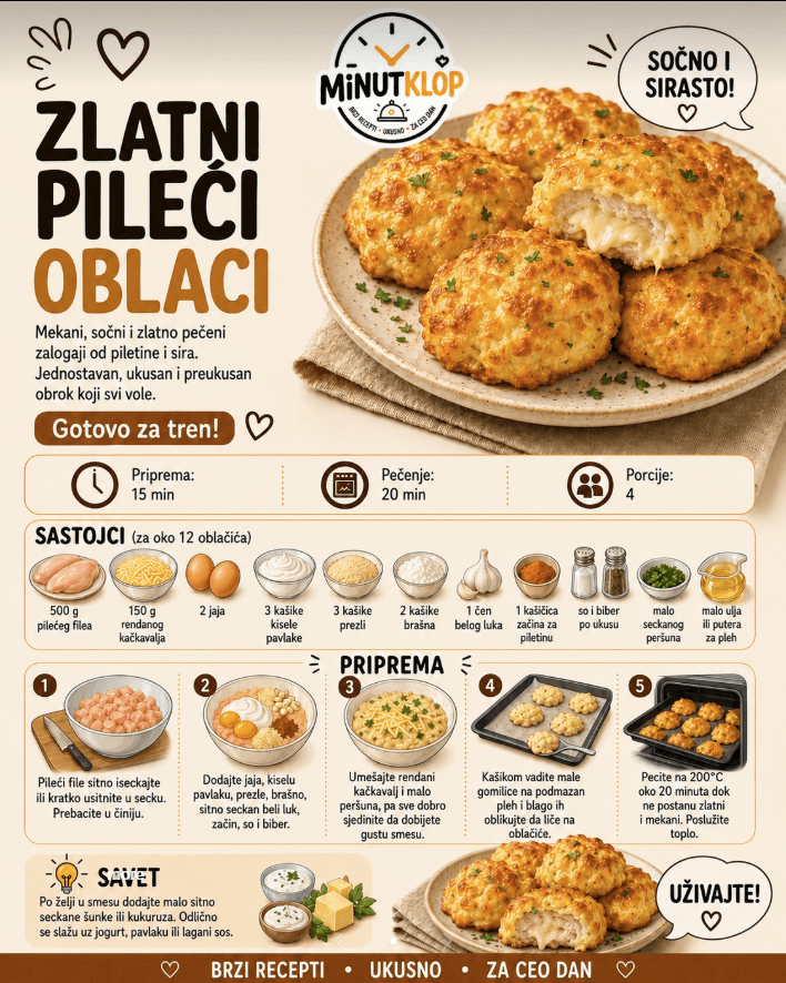 Recept-kartica MINUTKLOP sa fotografijama sastojaka i koraka pripreme generisanim veštačkom inteligencijom